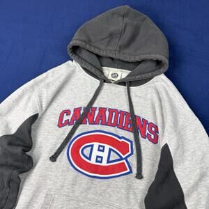 Montreal Canadiens NHL Hoodie Gray Logo Pullover Hockey Fan Men Size L Athletic